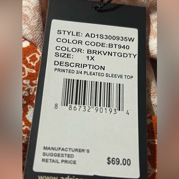 Adrianna Papell Stretch Plus Floral Print Tunic Top Blouse Women's Size 1X  NWT - Picture 12 of 14